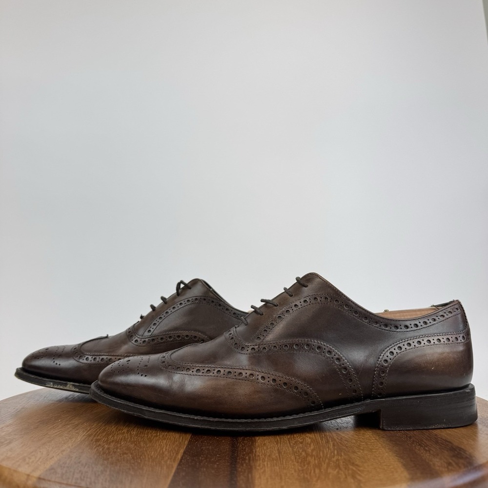 Mens Prada Milano Brown‎ Perforated Leather Wingtip Derby Oxfords Size US 8 - Picture 2 of 7